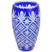 BLUE CRYSTAL CUT VASEDESCRIPTI