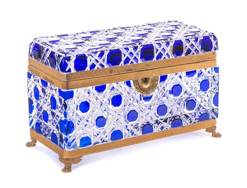 BLUE CUT TO CLEAR GLASS CASKET WITH