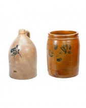 BLUE DECORATED STONEWARE 3-GAL