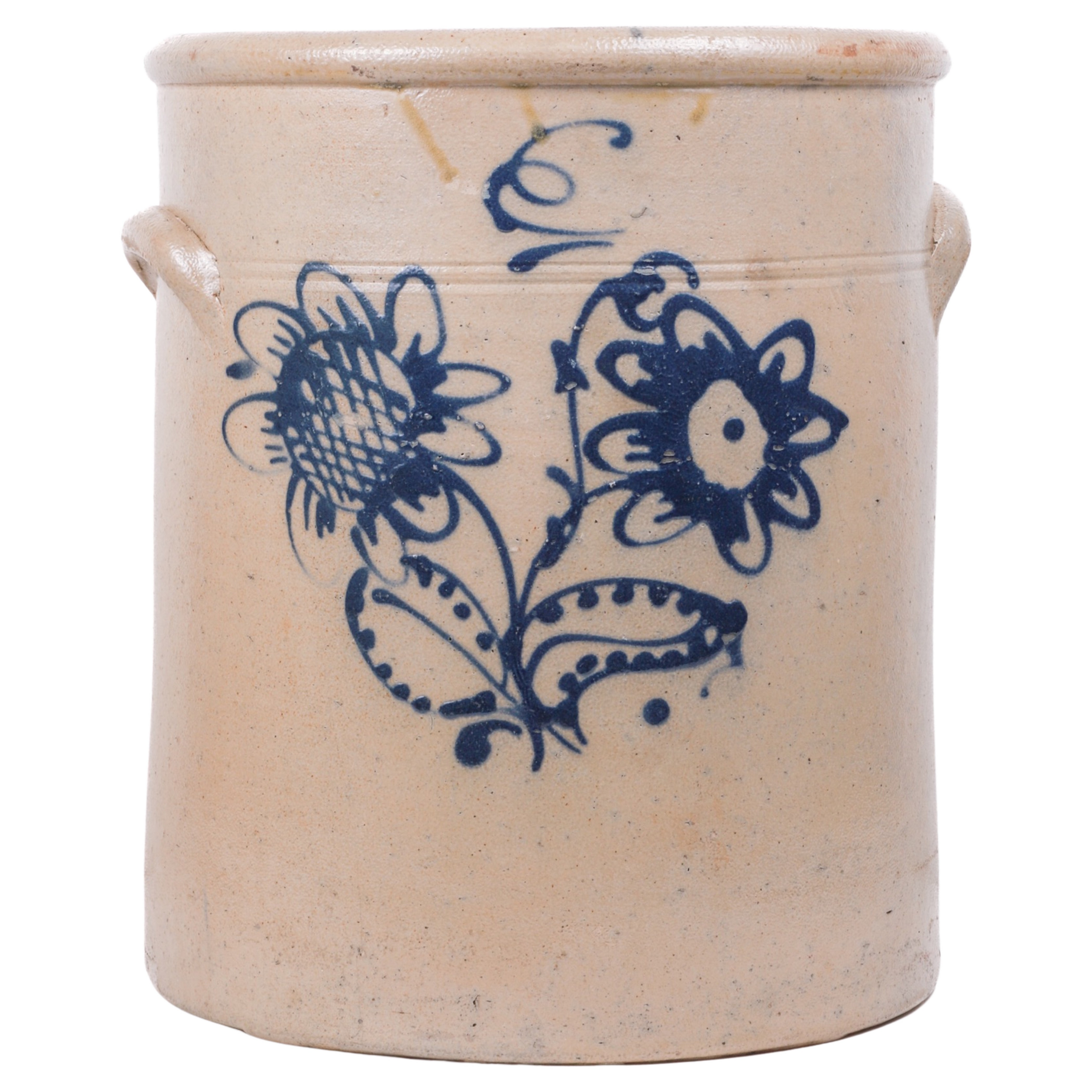 Blue decorated stoneware 6-gallon