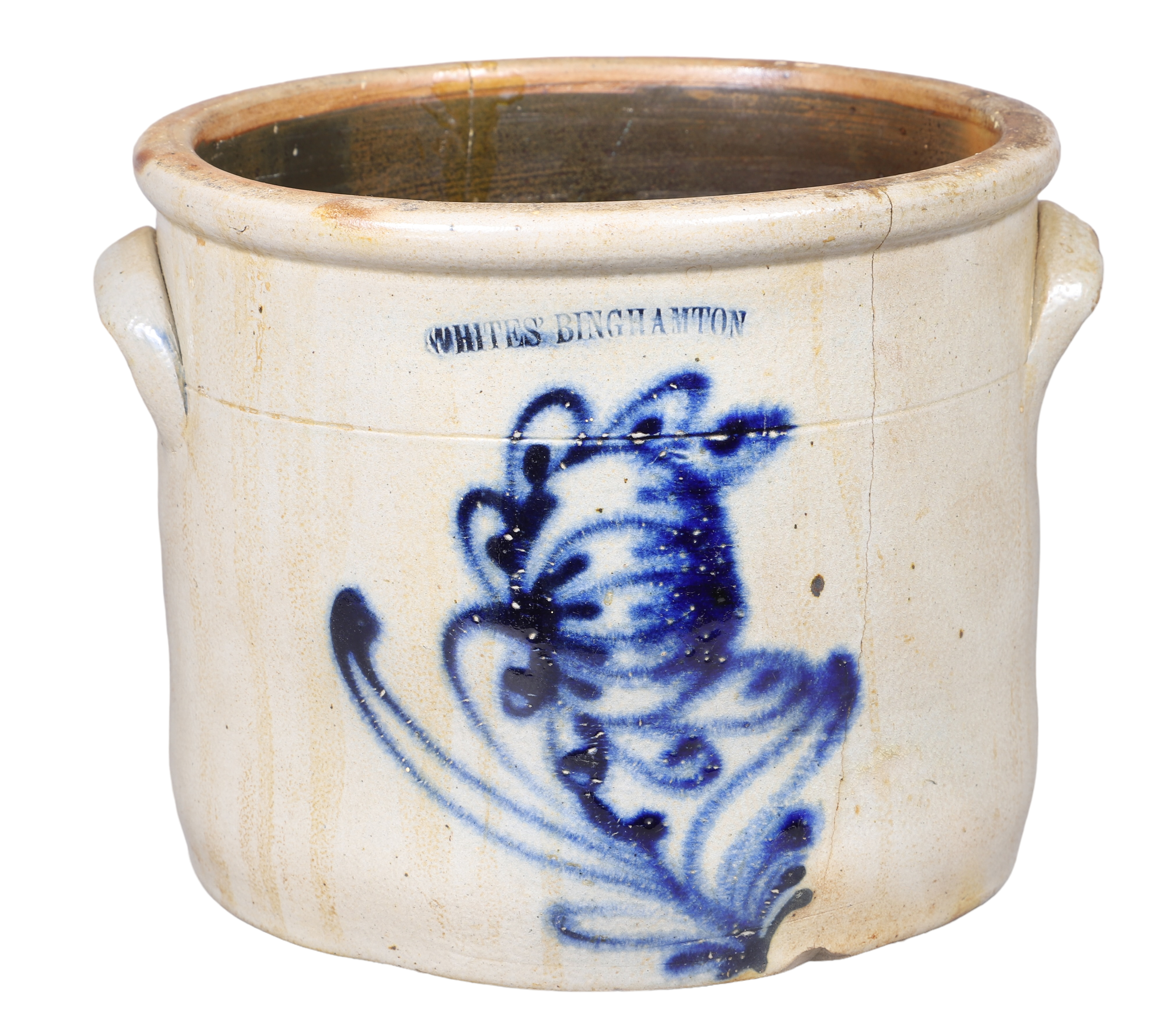 Blue decorated stoneware crock,