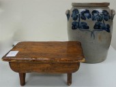 BLUE DECORATED STONEWARE THREE