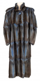 BLUE-DYED RABBIT FUR FULL-LENG