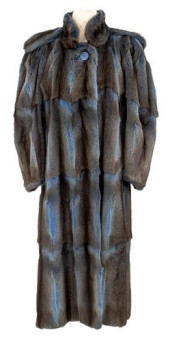 BLUE-DYED RABBIT FUR FULL-LENG
