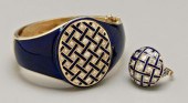 Blue enamel, diamond bracelet,
