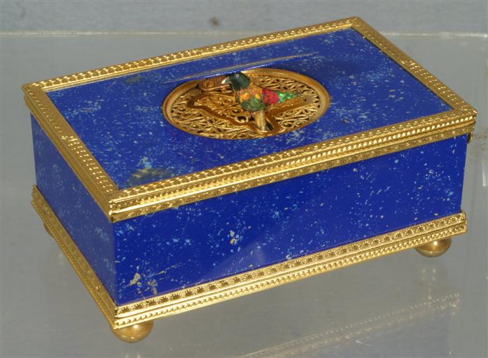 Blue enameled Reuge musical bird