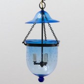 BLUE ETCHED GLASS HUNDI LANTER