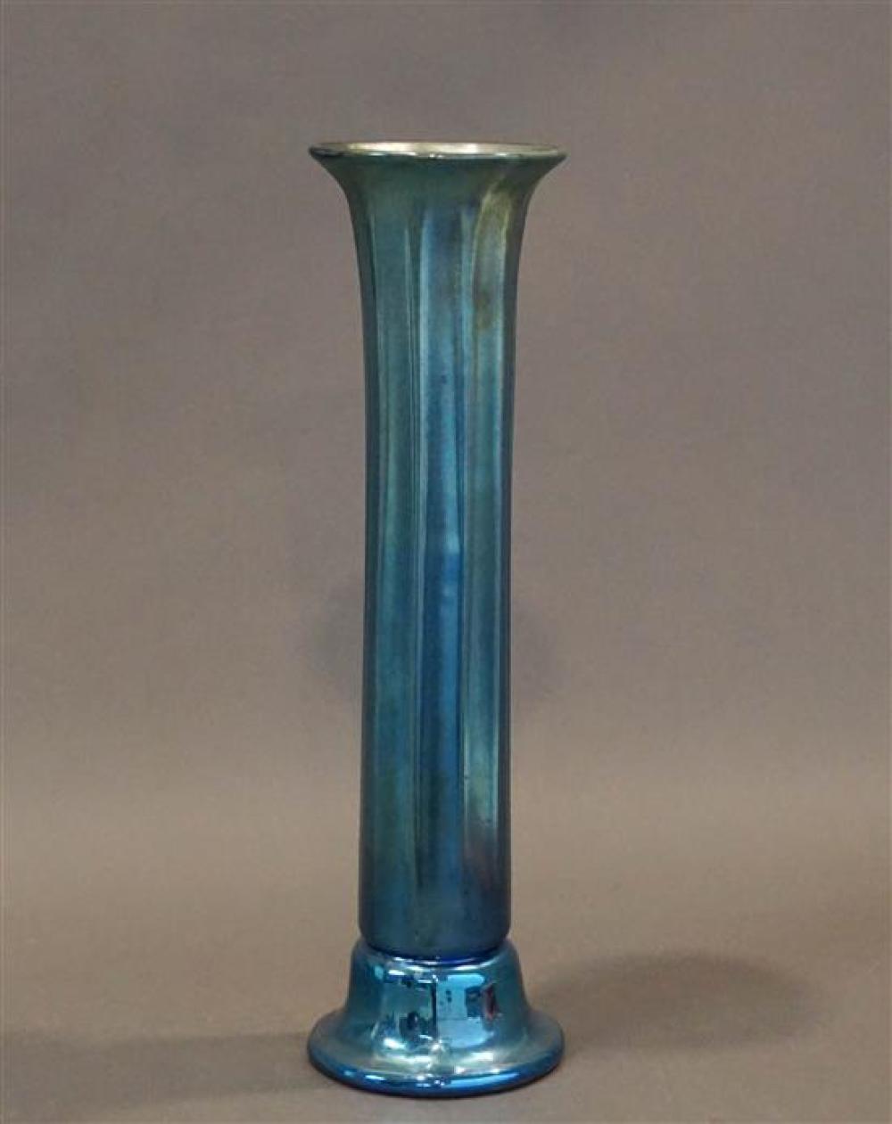 BLUE FAVRILE GLASS TALL VASE,