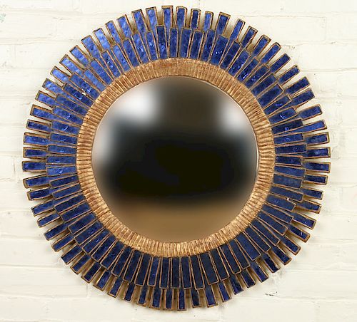 BLUE GLASS AND GILT MIRROR MANNER