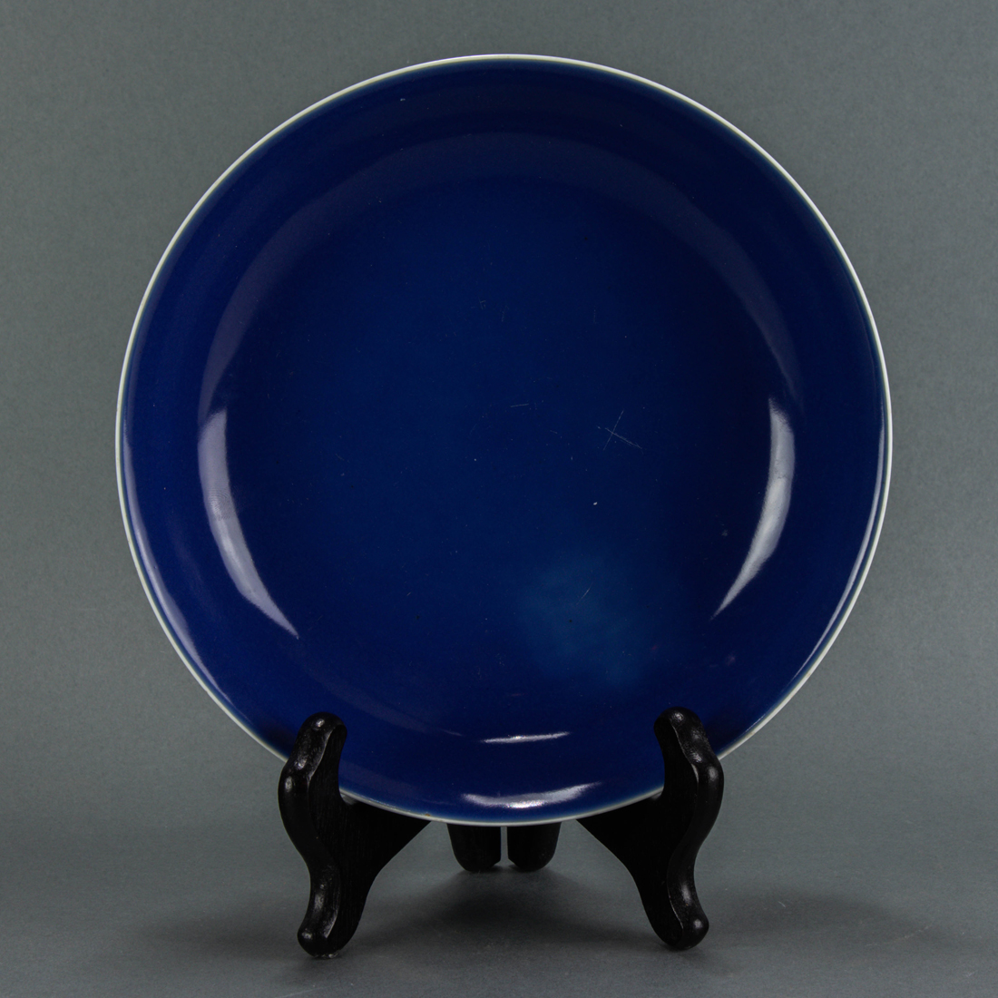 BLUE GLAZED SAUCER DISH Blue glazed