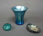 BLUE IRIDESCENT GLASS FLARE RI
