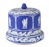 Blue jasperware cheese dome an