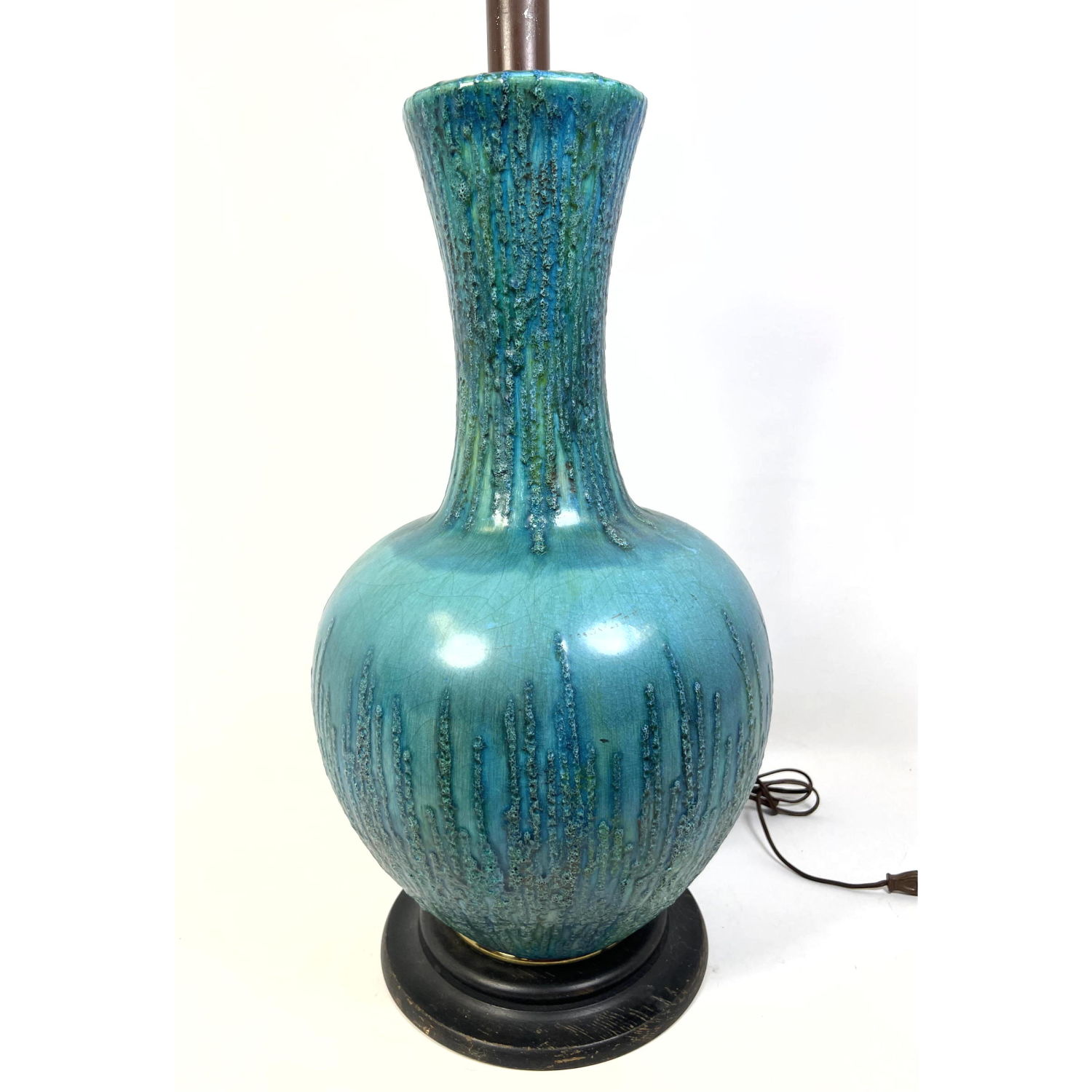 Blue lava glazed pottery lamp.