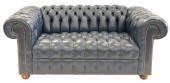 BLUE LEATHER CHESTERFIELD TUFT
