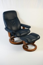 BLUE LEATHER EKORNES CHAIR & O