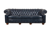 BLUE LEATHER THREE-SEAT CHESTE
