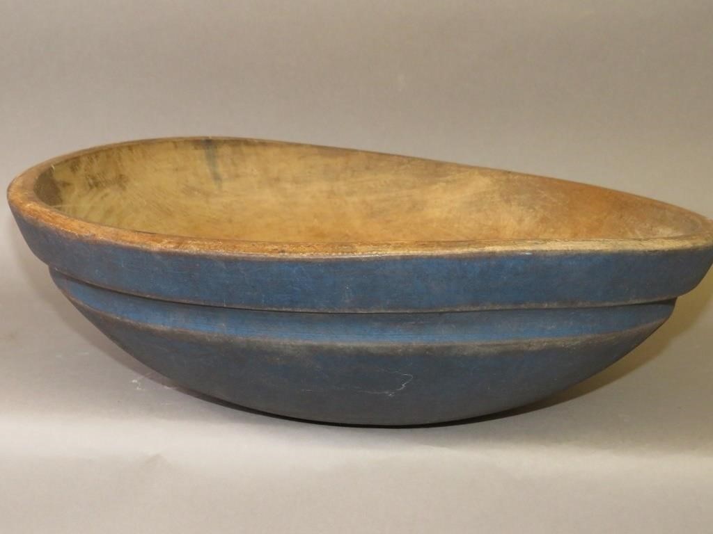 BLUE MILK PAINTED TURNED OAK