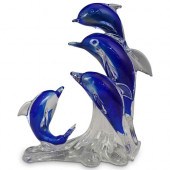 BLUE MURANO GLASS DOLPHIN STAT