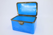 BLUE OPALINE GLASS DRESSER BOX