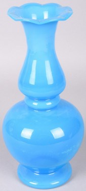 BLUE OPALINE GLASS VASE HEIGHT