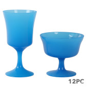 BLUE OPALINE GOBLET & SHERBET