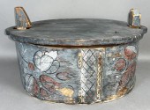 BLUE PAINTED BENTWOOD LIDDED B