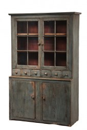 BLUE PAINTED COUNTRY CUPBOARD