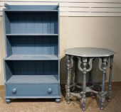 BLUE PAINTED FRUITWOOD OCTAGON