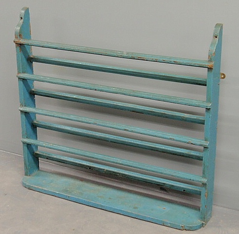 Blue painted hanging plate rack