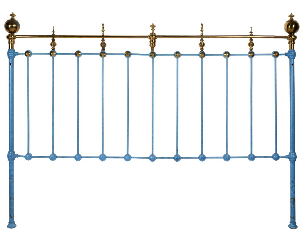 BLUE PAINTED IRON AND BRASS