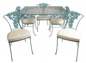 BLUE-PAINTED IRON PATIO SETcom