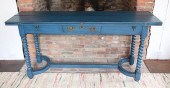 BLUE PAINTED NARROW CONSOLE EX