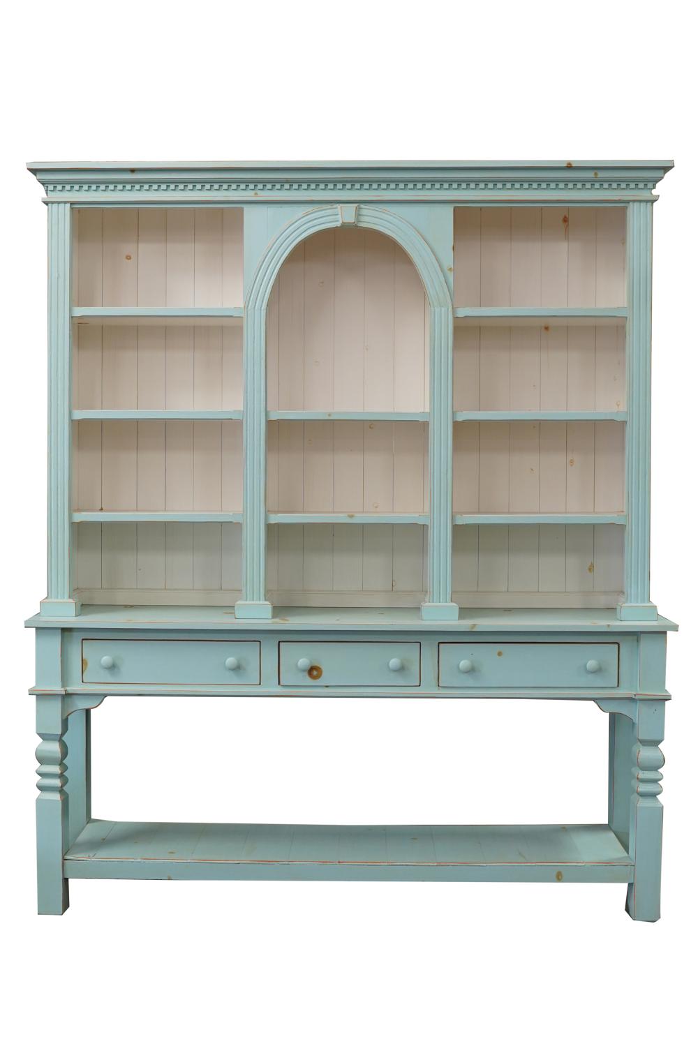BLUE-PAINTED PINE HUTCHlate 20th