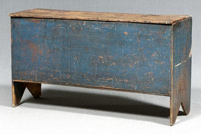 Blue-painted poplar meal bin,