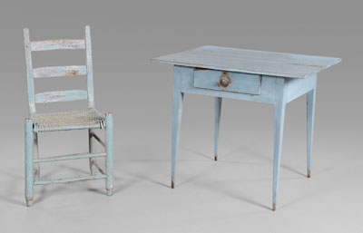 Blue-Painted Table and Chair
