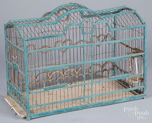 BLUE PAINTED WOOD AND WIRE