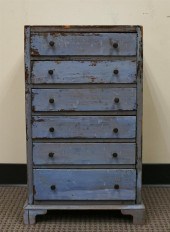 BLUE PAINTED WOOD SIX-DRAWER S