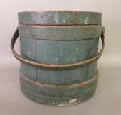 BLUE PAINTED WOODEN LIDDED FIR