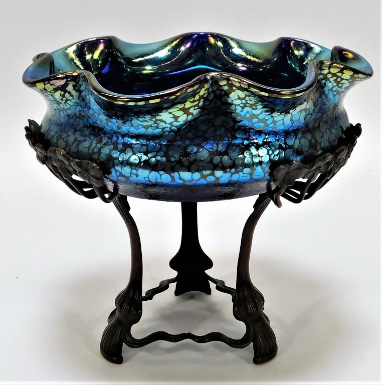 BLUE PAPILLON BOHEMIAN ART GLASS