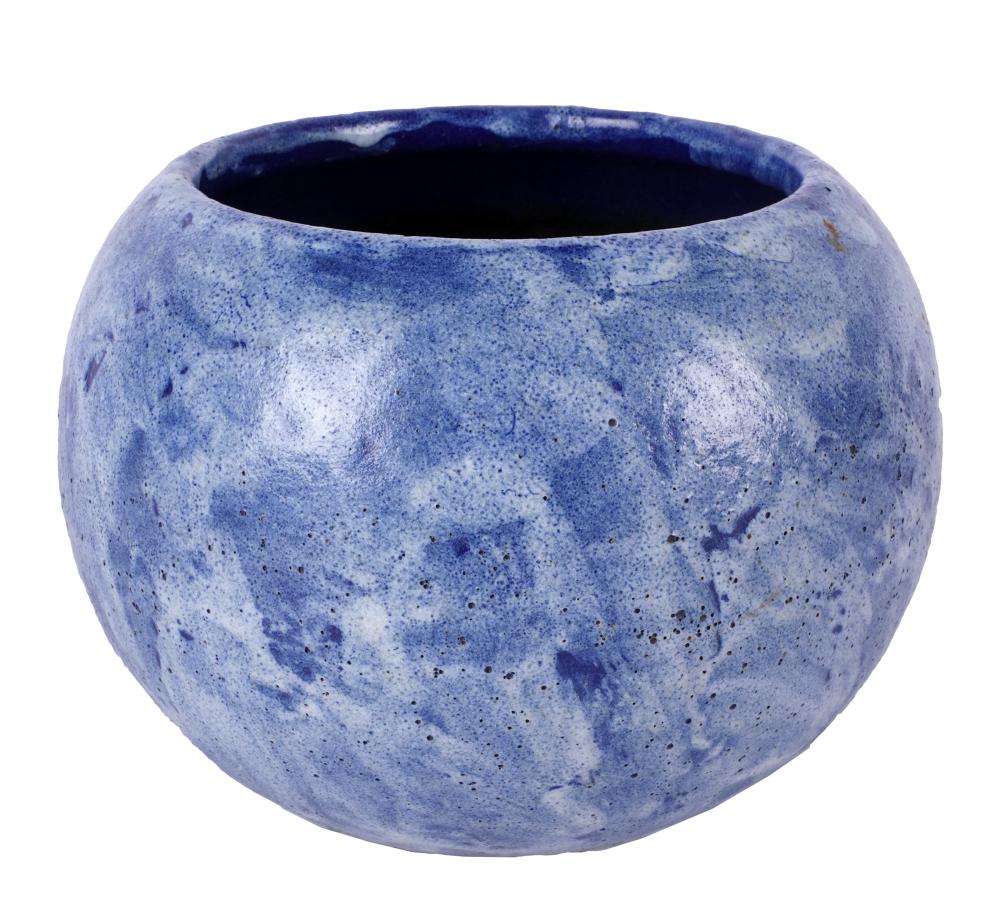 BLUE POTTERY BOWL VASEunsigned; 7