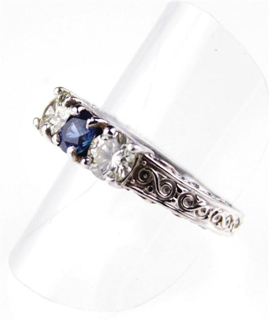 Blue sapphire and diamond ring