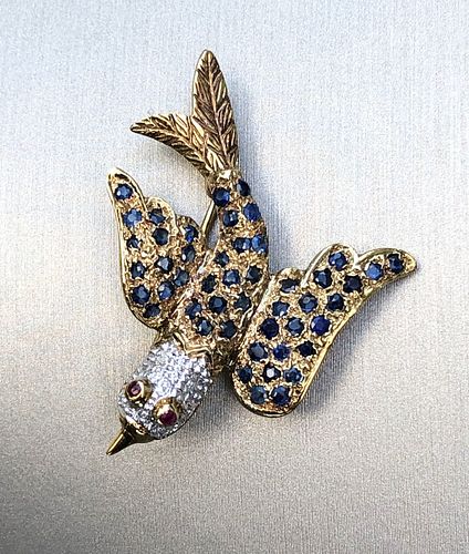 BLUE SAPPHIRE AND RUBY SET IN 14K