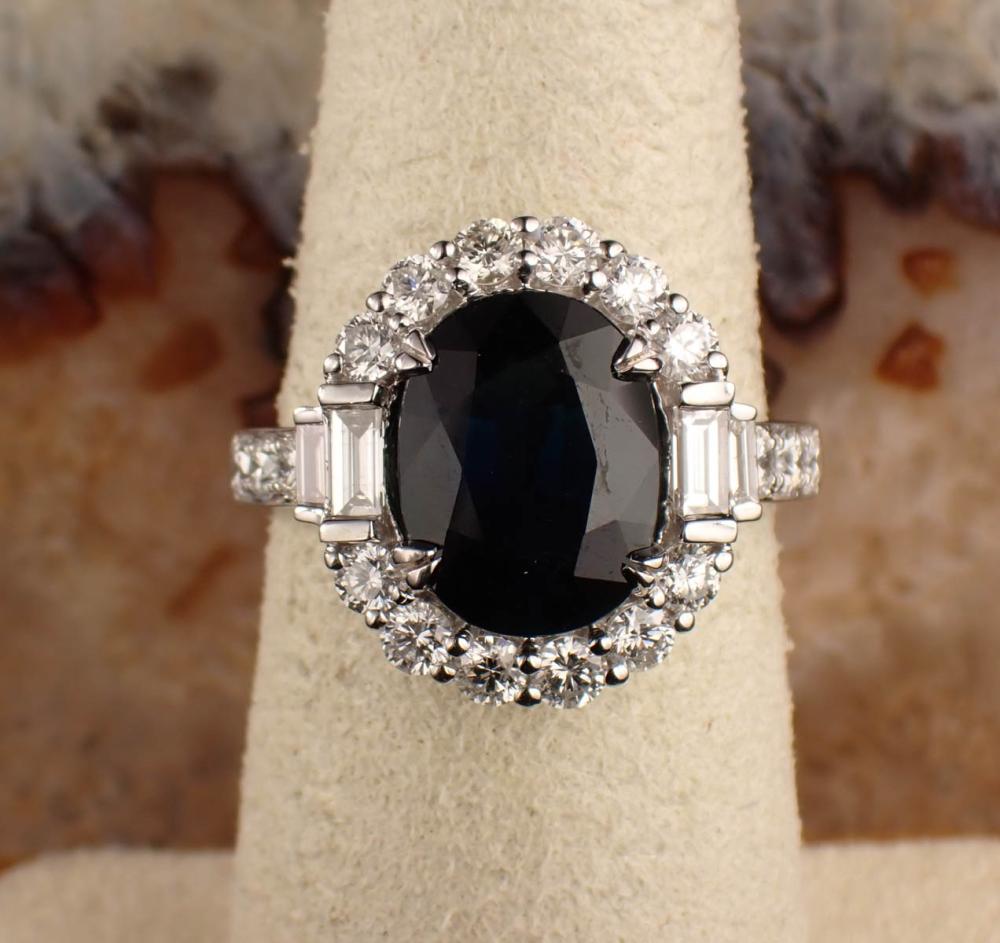 BLUE SAPPHIRE, DIAMONDS AND WHITE