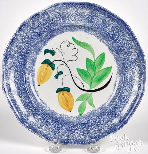 BLUE SPATTER ACORN PLATEBlue