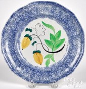 BLUE SPATTER ACORN PLATEBlue s