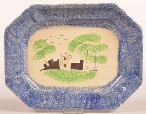 BLUE SPATTER FORT PATTERN IRONSTONE