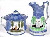 BLUE SPATTER FORT PITCHER AND