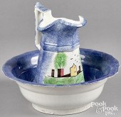 BLUE SPATTER FORT PITCHER AND