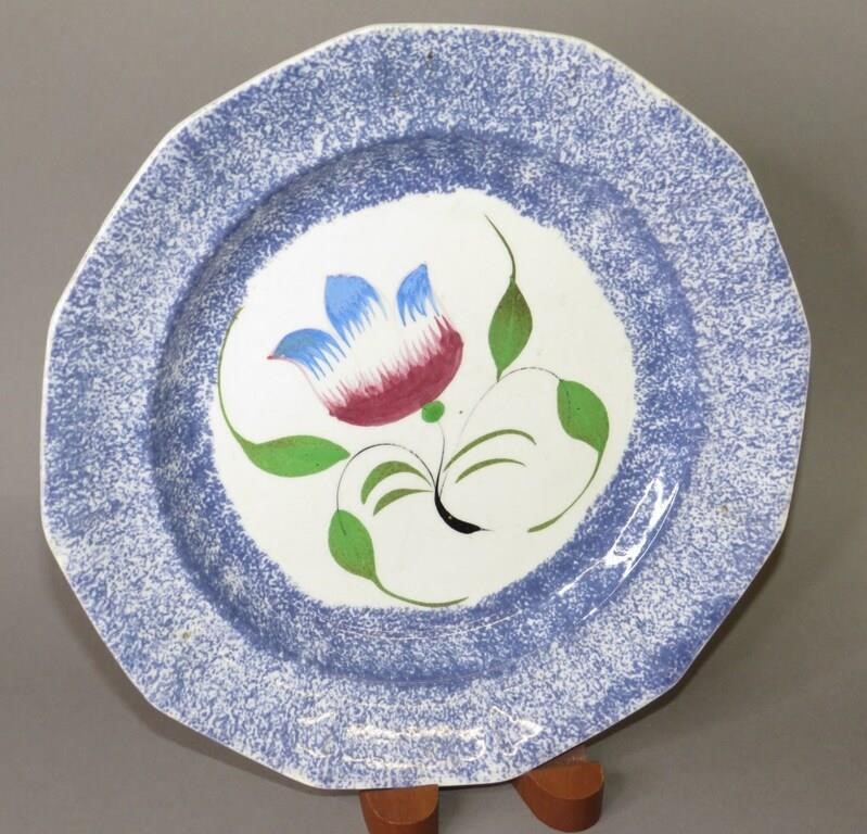 BLUE SPATTER OPEN TULIP PATTERN