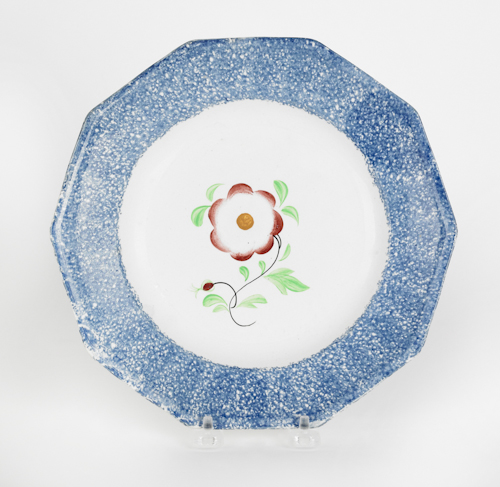 Blue spatter plate with a